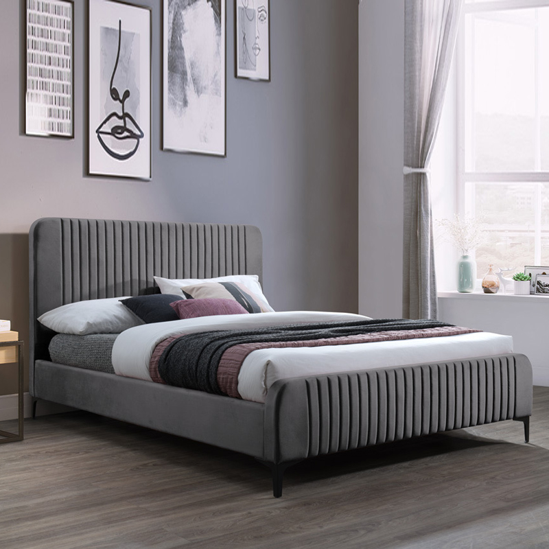Dark grey king size bed discount