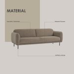 MIZA 3 Seater Linsey Fabric Sofa-Mocha - Image 5
