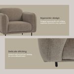 MIZA 3 Seater Linsey Fabric Sofa-Mocha - Image 6