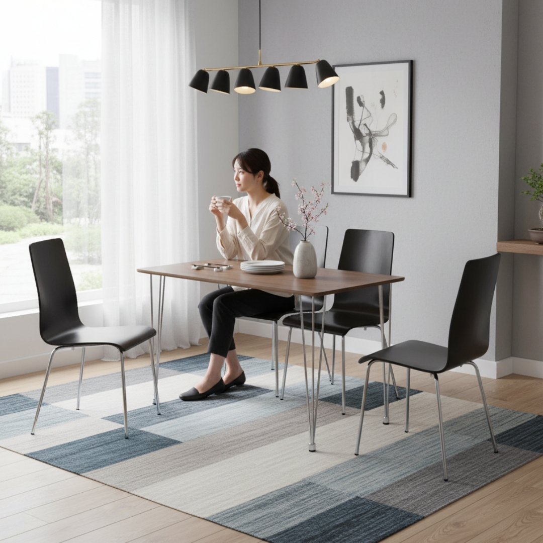 MIRZELL BLACK MAIN MIZELL 4 Seater Dining Set-Black - Image 1