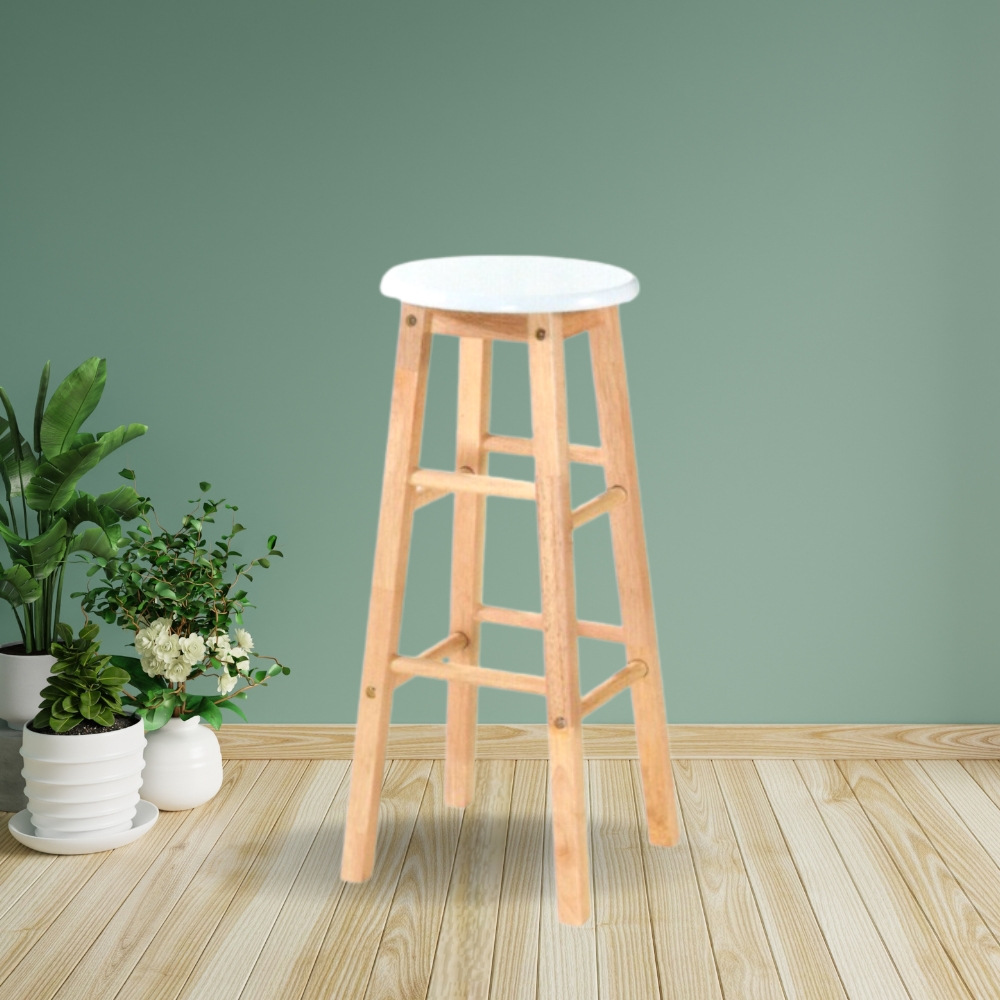 Wood stool white 2025 legs
