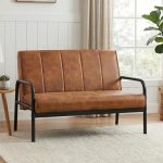 MANCHESTER Metal Frame 2 Seater Sofa - Brown
