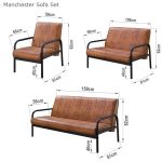 MANCHESTER Metal Frame 2 Seater Sofa - Brown - Image 3