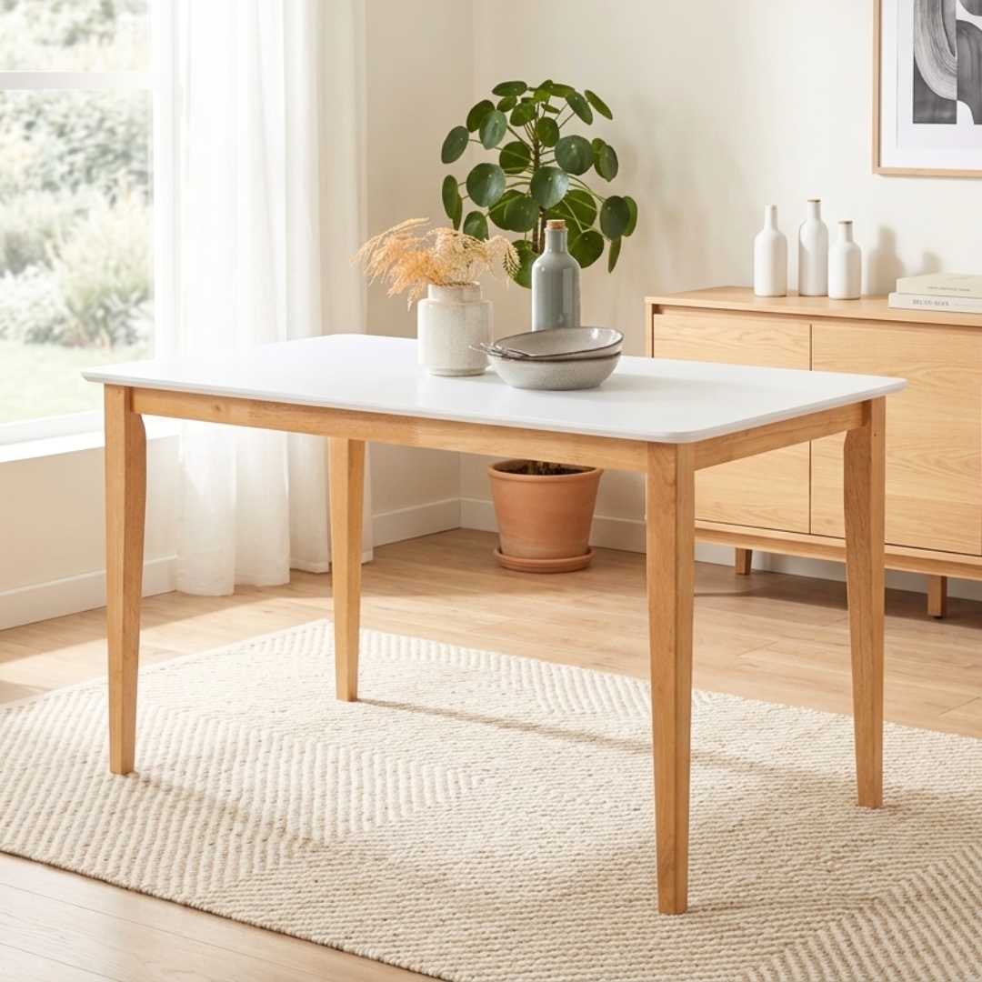 143020 CHARMANT CHARMANT 110x70cm Solid Wood Dining Table-White Top - Image 1