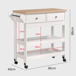 CARDIN Kitchen Cart Trolley-White - Image 4