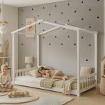 CLYDE Single Size Wooden Kids Tent Bed-White
