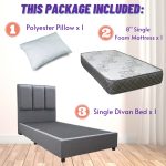 [Package] OLIVE Single Divan Bed With 8" Foam Mattress - Image 2