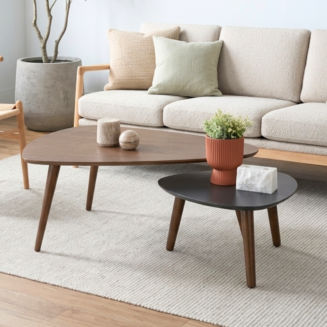 134111 VINCI VINCI Wooden Triangle Nesting Coffee Table-Cocoa - Image 1