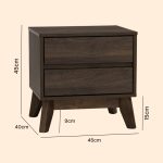 HIRANO 2 Drawers Bedside Table-Walnut - Image 8
