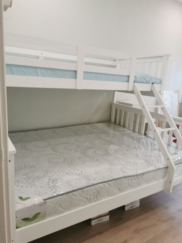 Click to view full screen MANDY Single Over Queen Trio Bunk Bed-White photo review