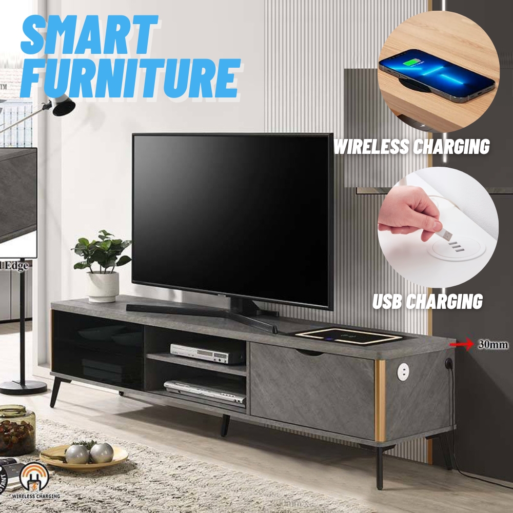 TV-61 Smart Top TV Cabinet-Marble Grey 