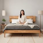 SHANYA Full Solid Queen Size Bed-Natural