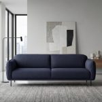 MIZA 3 Seater Linsey Fabric Sofa-Blue