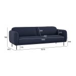 MIZA 3 Seater Linsey Fabric Sofa-Blue - Image 3