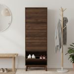 HIRANO Tall 4 Flip Door Shoe Cabinet-Walnut