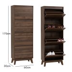 HIRANO Tall 4 Flip Door Shoe Cabinet-Walnut - Image 8