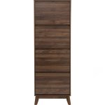 HIRANO Tall 4 Flip Door Shoe Cabinet-Walnut - Image 4