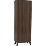 HIRANO Tall 4 Flip Door Shoe Cabinet-Walnut - Image 7