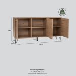 SIMON 3 Door Sideboard-Walnut - Image 9