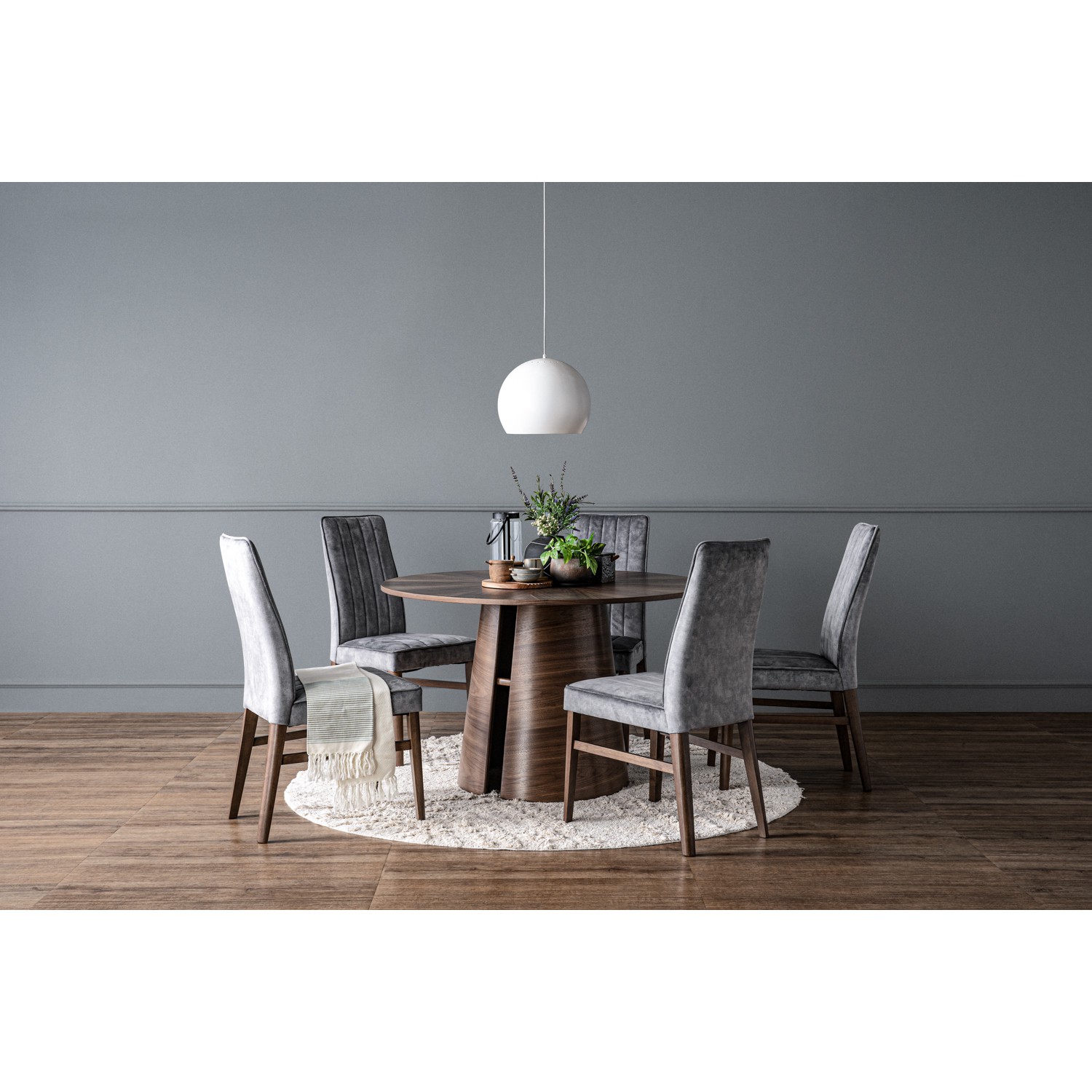 OKURA D120cm Walnut Veneer Dining TableWalnut