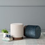 AURA D375MM Arctus Fabric Round Stool Pouf-Blue - Image 2