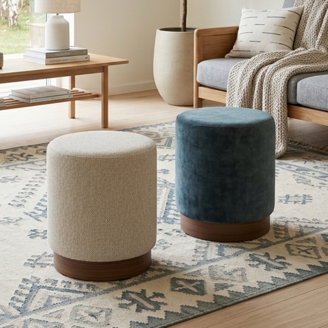 AURA STOOL AURA D37cm Arctus Fabric Round Stool-2 Color - Image 1