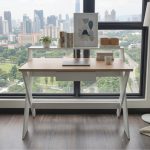KIAN 120cm Study Desk With Hutch-White+Oak - Image 2