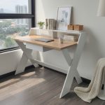KIAN 120cm Study Desk With Hutch-White+Oak - Image 2