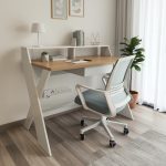 KIAN 120cm Study Desk With Hutch-White+Oak - Image 4