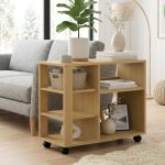 MOLLY Portable Storage Side Table-Oak