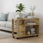 MOLLY Portable Storage Side Table-Oak