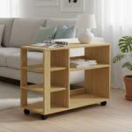 MOLLY Portable Storage Side Table-Oak - Image 2
