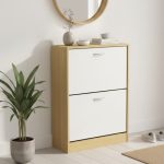 PEREZ 2 Door Shoe Cabinet-Oak+White