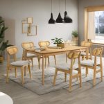HADDEN 6 Seater Dining Set-Natural - Image 3