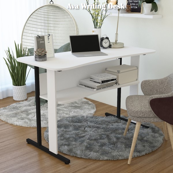 White curved desk deals