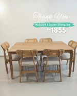 HADDEN 6 Seater Dining Set-Natural - Image 6