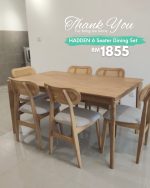 HADDEN 6 Seater Dining Set-Natural - Image 5