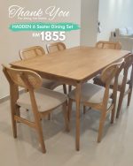 HADDEN 6 Seater Dining Set-Natural - Image 4