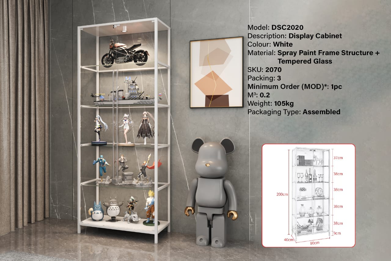 WhatsApp Image 2023-07-17 at 9.14.05 PM (2) LONA 200CM Height Full Tempered Glass Display Cabinet-Black - Image 1