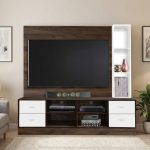 ADRIANA 180CM TV Wall Unit-White+Walnut