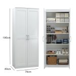 ARLO 2 Door Shelves  Storage Wardrobe-White - Image 4