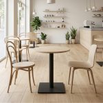 PAUL Round Solid Wood Top Square Base Cafe Table-Various Sizes - Image 2