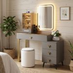 GUZMAN LED Mirror Expandable Dressing Table Set - Image 2