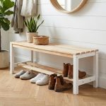 SPRING 120CM Wooden Shoe Bench-Natural+White