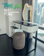 RAY LED Mirror Expandable Dressing Table-White - Image 12