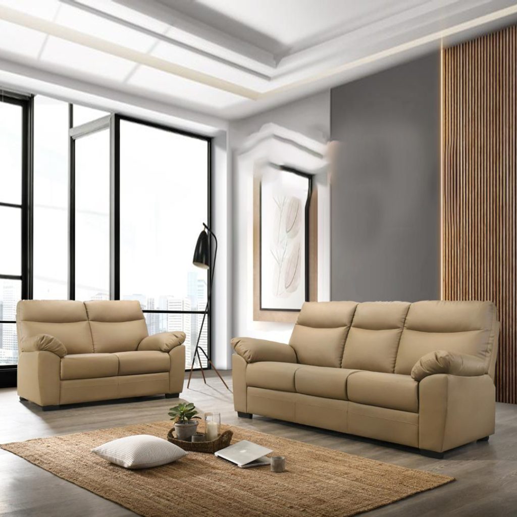 VENITA 2+3 Seater PU leather sofaLight Brown