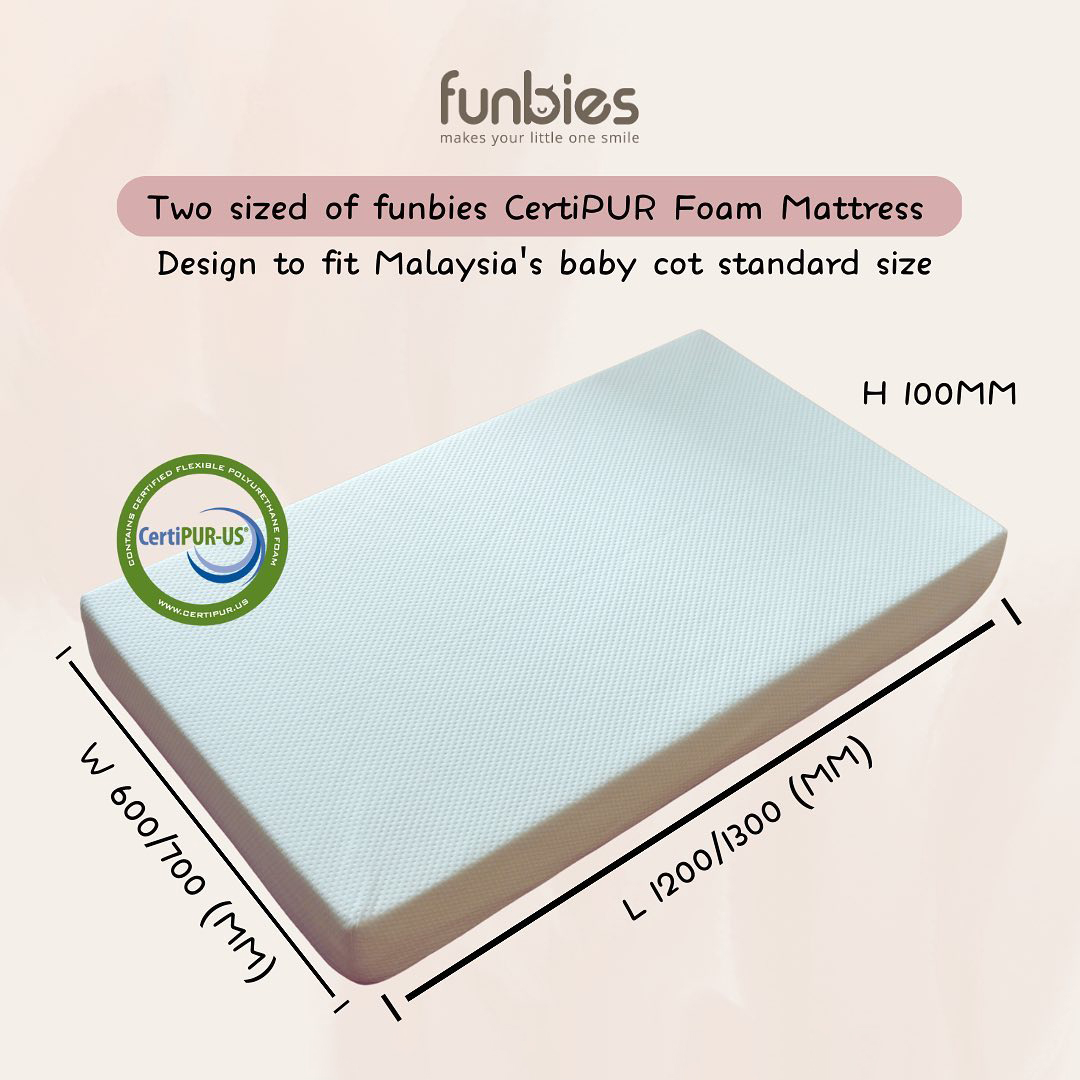 Funbies 130x70CM CertiPUR US Foam Baby Mattress
