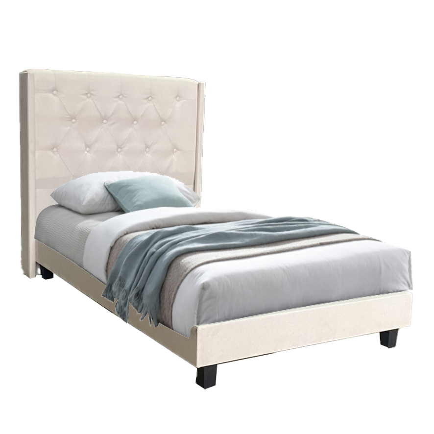 CLEARANCE CARISA Super Single Bed Frame Beige FurnitureDirect