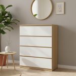 [Premium Grade ] VESTA 4 Drawer Chest-Oak+White - Image 3