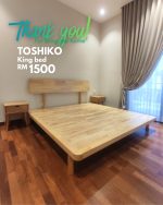 TOSHIKO Full Solid Wood Queen & King Size Bed Frame-Natural - Image 13